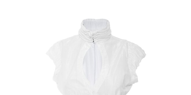 Bílá košile s límečkem a jemným stříbrným proužkem