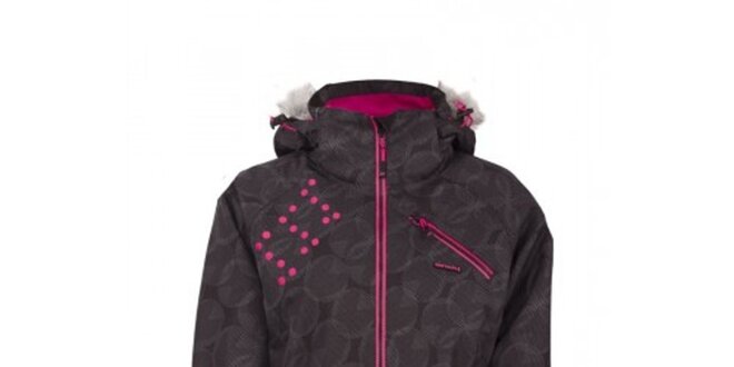 Dámská lyžařská bunda s potiskem a růžovými detaily Envy