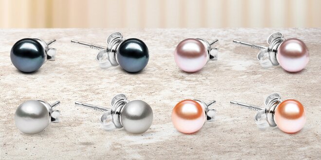 Stříbrné putezové náušnice s perlami v 5 barvách