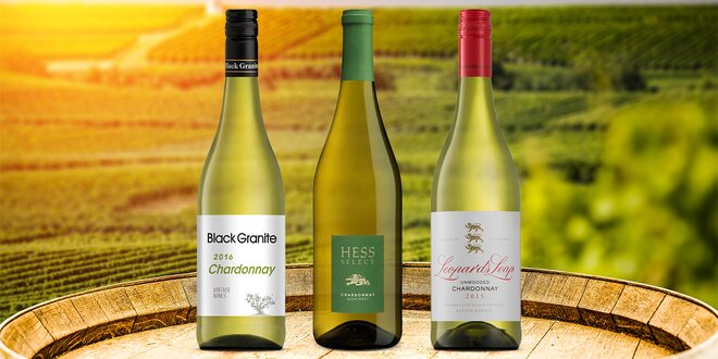 3× Chardonnay z USA a Jihoafrické republiky