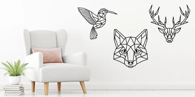 Zvířátka a geometrie: dřevěné dekorace na zeď