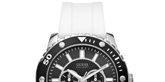 Pánské černo-bílé sportovní hodinky Guess