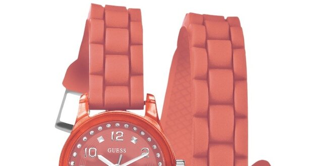 Dámské oranžové analogové hodinky Guess