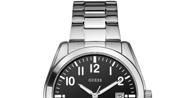 Pánské klasické náramkové hodinky s černým ciferníkem Guess