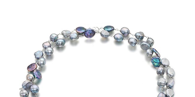 Dámský šedo-černý variabilní perlový náhrdelník Orchira