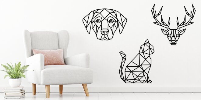 Zvířátka a geometrie: dřevěné dekorace na zeď