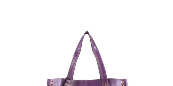 Dámská fialová kožená kabelka s cvočky a visačkou Joysens