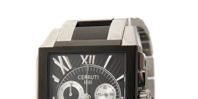 Pánské černo-stříbrné ocelové hodinky Cerruti 1881