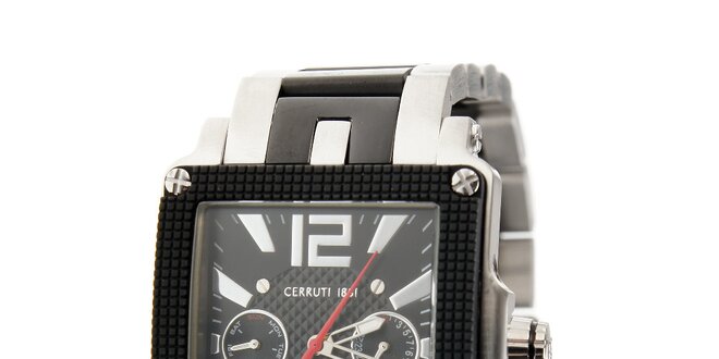 Pánské černo-stříbrné ocelové hodinky Cerruti 1881