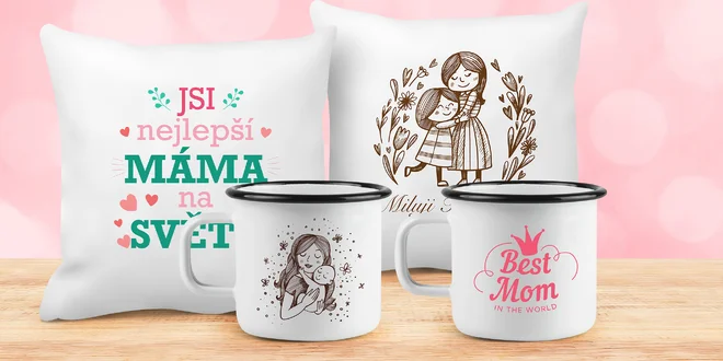 Plecháčky a polštáře s nápisem ke Dni matek