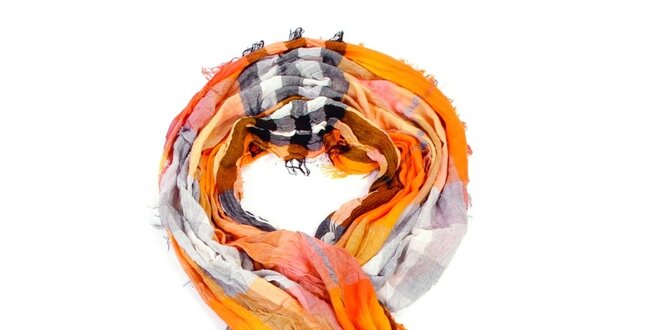 Dámský oranžový kostkovaný šátek Fraas