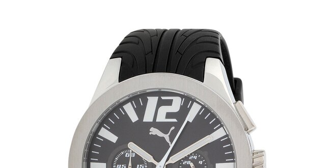 Pánské stříbrné hodinky s chronografem Puma