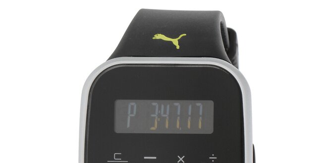 Pánské černé digitální hodinky s černým řemínkem Puma