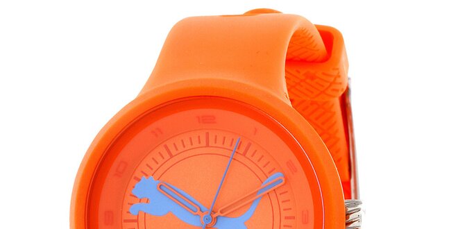 Dámské oranžové kulaté analogové hodinky Puma