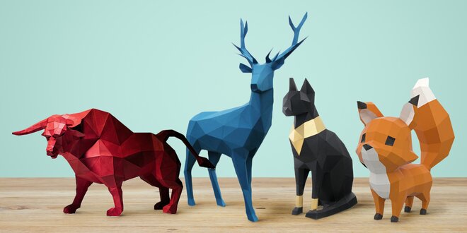 3D modely zvířat z papíru k vystřihnutí a složení
