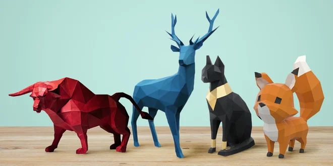 3D modely zvířat z papíru k vystřihnutí a složení