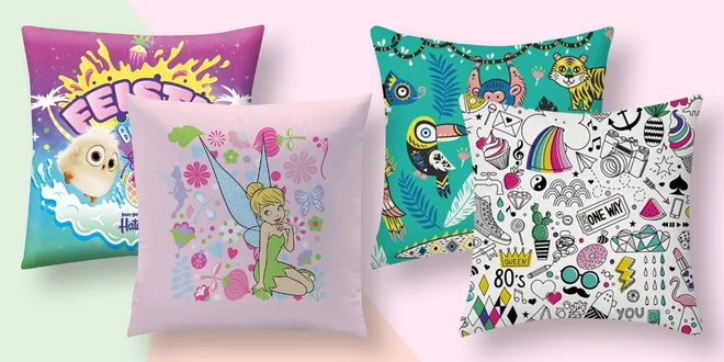 Polštářky s dětskými motivy: Ugly Dolls i víla Zvonilka
