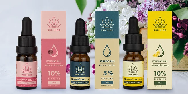 5–10% CBD oleje: čisté i s příchutí malin či citrusů