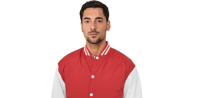 Pánská lehká červená bunda Urban Classics s bílými rukávy