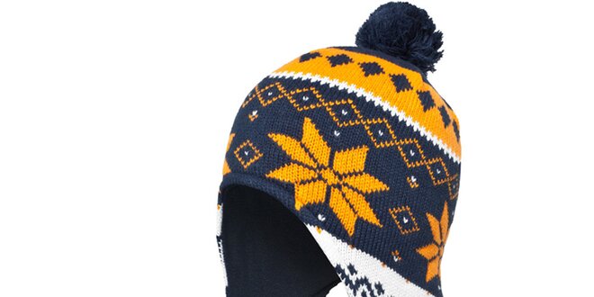 Modro-bílo-oranžová čepice s norským vzorem Urban Classics