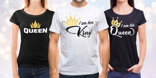 Párová trička s nápisy King a Queen: 100% bavlna