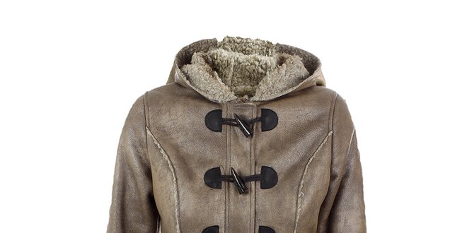 Dámský šedo-béžový kabátek s kapucou Company&Co