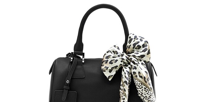 Černá kufříková kabelka Belle & Bloom s ozdobným šátkem
