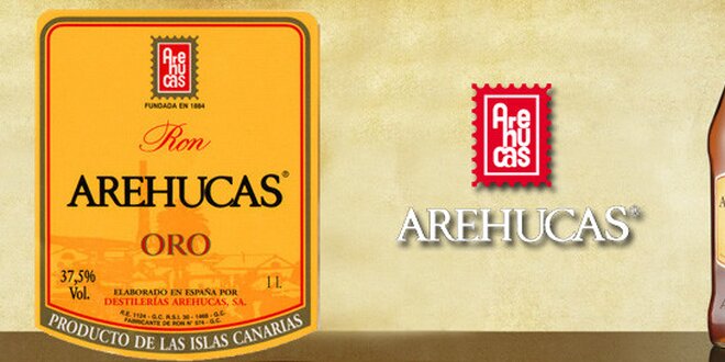 Láhev dvouletého rumu Gold značky Arehucas