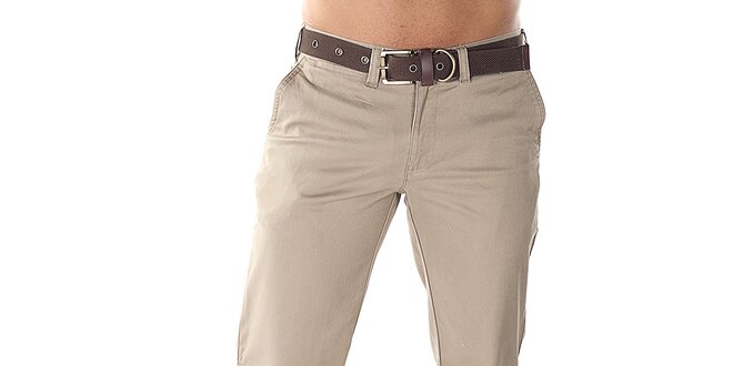 Pánské pískové kalhoty s páskem Bendorff