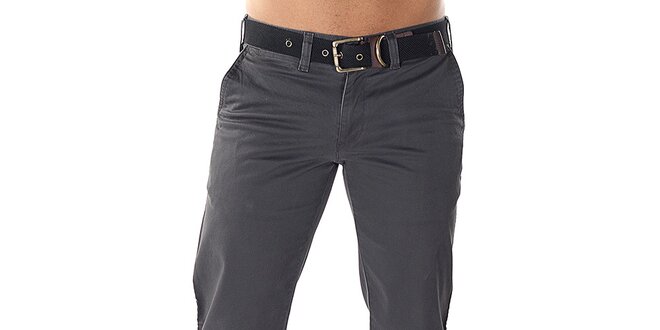 Pánské šedé kalhoty s páskem Bendorff