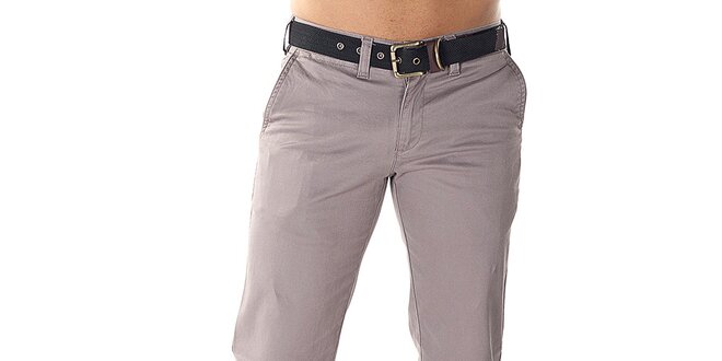 Pánské šedé kalhoty s páskem Bendorff