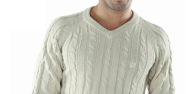 Pánský krémově bílý svetr s véčkovým výstřihem Bendorff