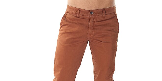 Pánské cihlově oranžové chino kalhoty Bendorff