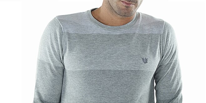 Pánský šedý svetr s pruhy Bendorff