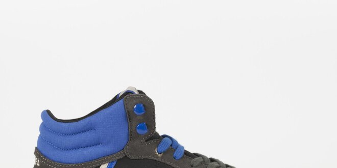 Pánské černé kotníkové tenisky s modrými detaily Diesel