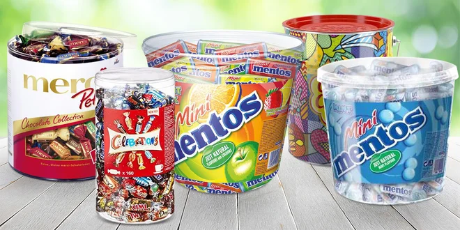 Obří boxy cukrovinek: Mentos, Chupa Chups i Milka