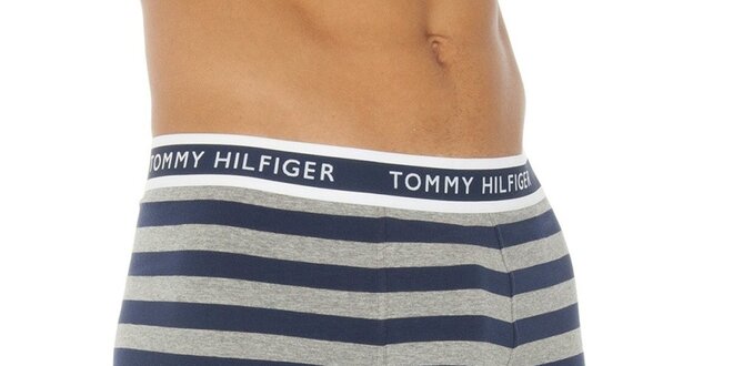 Pánské modro-šedé pruhované boxerky Tommy Hilfiger