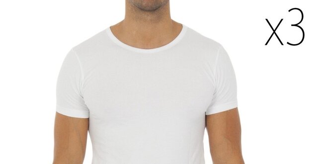 Sada tří pánských bílých triček s krátkým rukávem Tommy Hilfiger