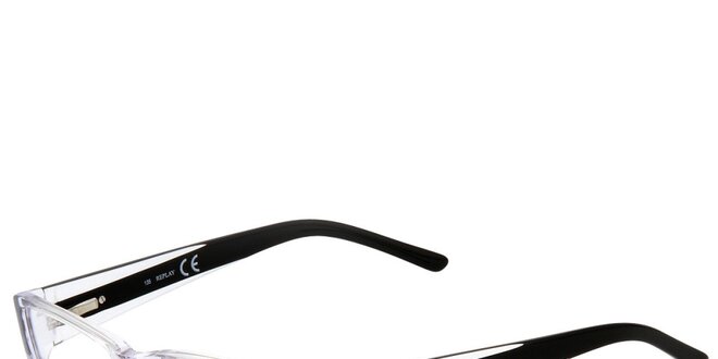 Transparentní brýle s černými pacičkami Replay