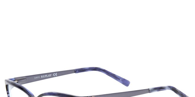 Dámské modře žíhané plastové brýle Replay