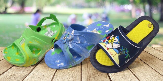 Dětské nazouváky, sandály a pantofle: mnoho vzorů