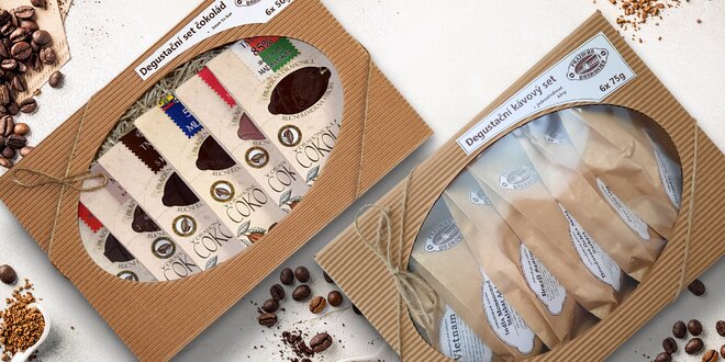 Dárkové sety v krásném balení: kávy i čokolády
