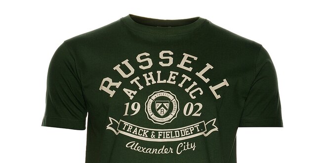 Pánské tmavě zelené tričko Russell Athletic s potiskem