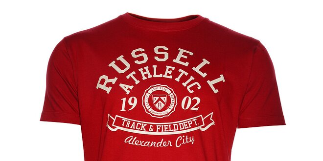 Pánské červené tričko Russell Athletic s potiskem