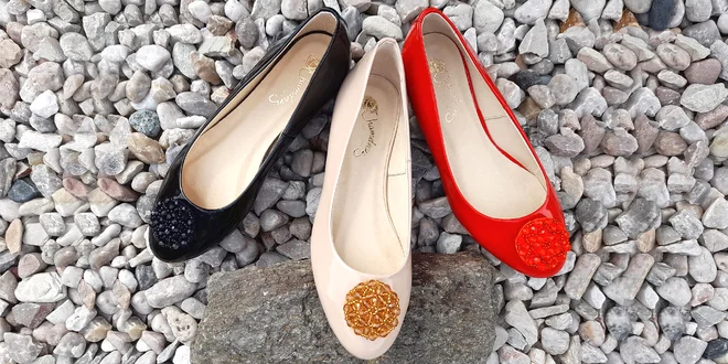 Kožené balerínky s vyměnitelnou ozdobou