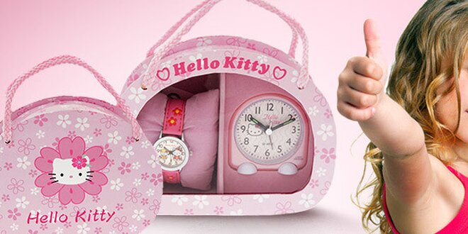 Dárkový set hodinek a budíku Hello Kitty - SG