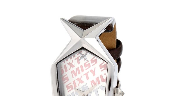 Dámské hnědo-stříbrné hodinky s hvězdičkou Miss Sixty