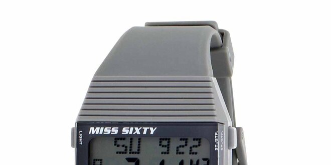 Dámské šedivé plastové hodinky s bílými detaily Miss Sixty