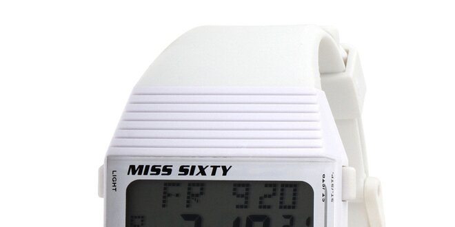 Dámské bílé digitální hodinky s černými detaily Miss Sixty