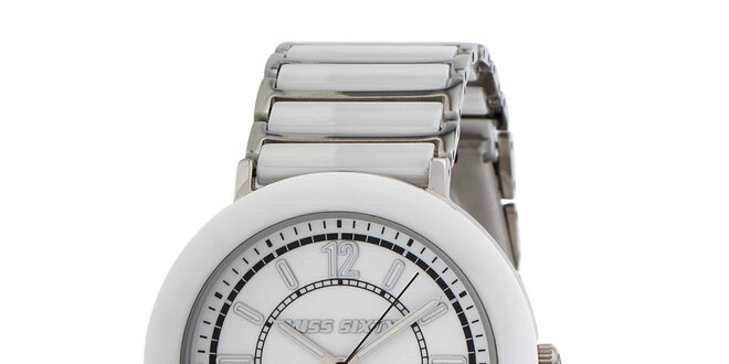Dámské bílé hodinky s keramickými prvky Miss Sixty